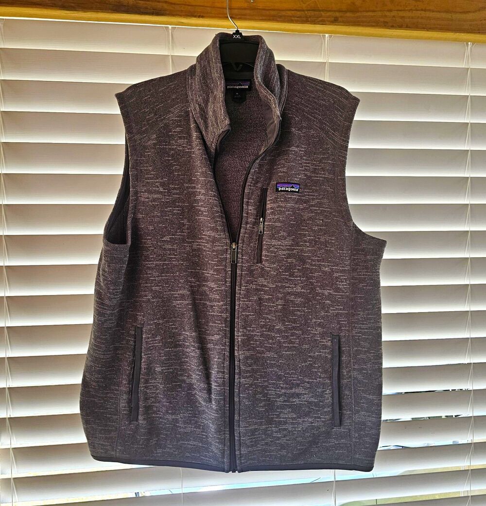 Patagonia Men's Gray Full Zip Vest Pockets Stand-Up Collar Size XL
